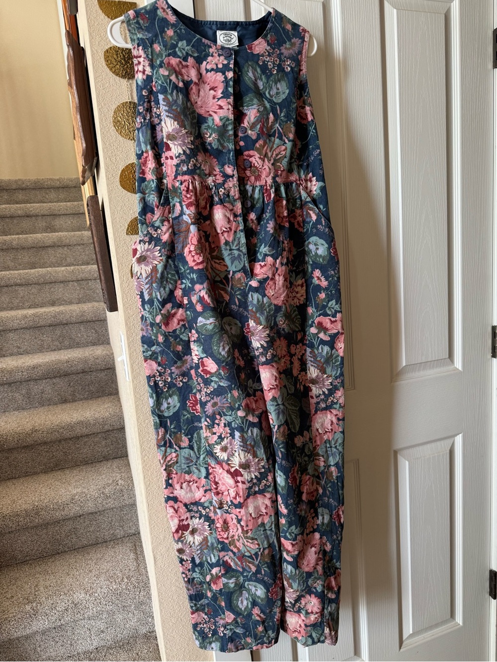 Vintage Laura Ashley jumpsuit floral corduroy blue floral size small